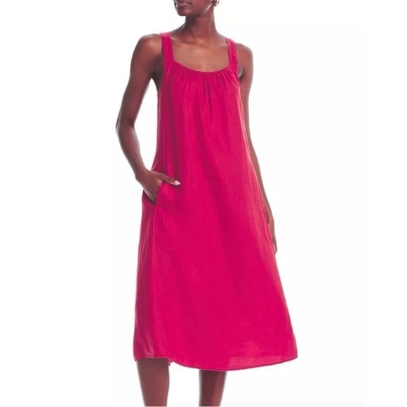 Eileen Fisher Dresses & Skirts - EILEEN FISHER Organic Linen Mid Cami Dress Sundress Sz Medium Geranium Pink NWT
